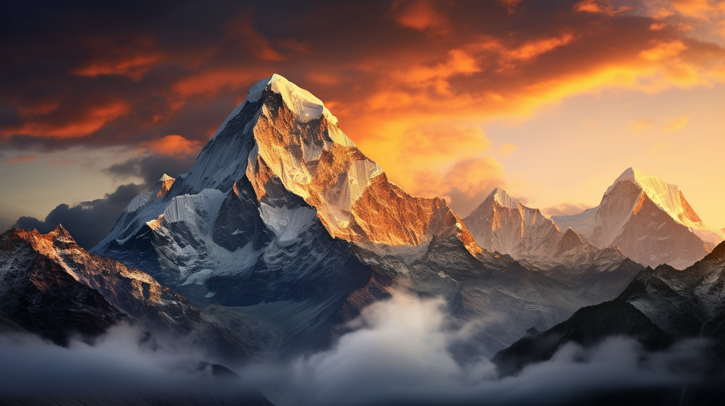 2 A Himalayan mountain range during Sunrise