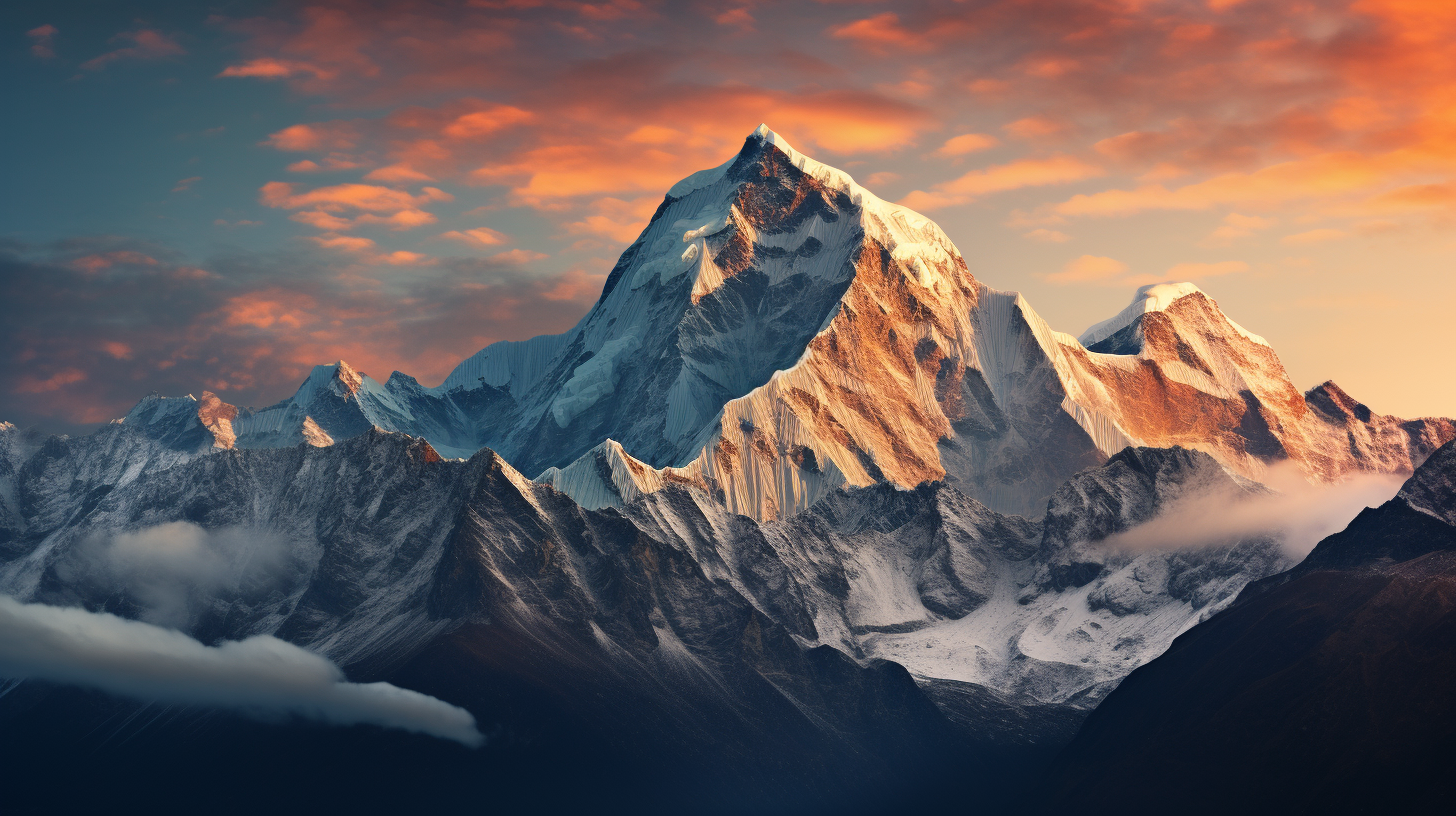 1 A Himalayan mountain range during Sunrise